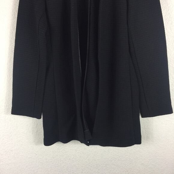 Eileen Fisher Black Geometric Cardi Jacket Small Stretch Textured Open Lagenlook - Picture 9 of 15
